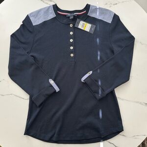 Tommy Hilfiger Women’s Henley Top Navy Blue Size M NWT